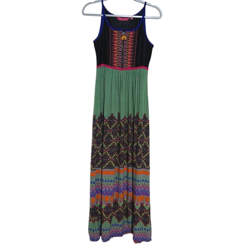 Haute Curry Colorful Embordried Maxi Dress Boho Ethnic Inspired Sz XS